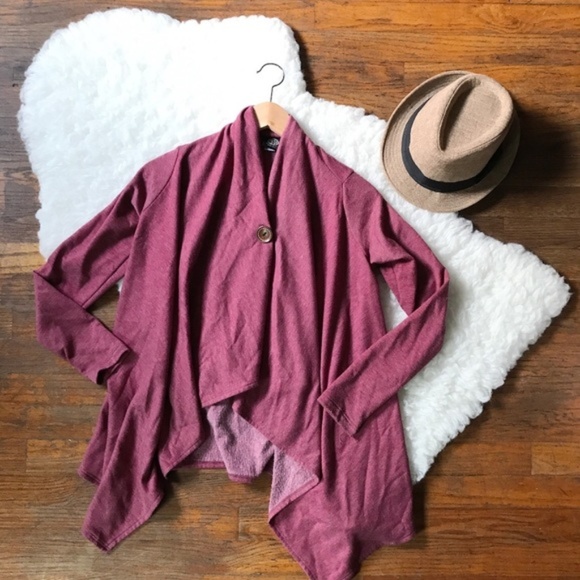 bobeau Sweaters - XS One-Button Fleece Wrap Cardigan